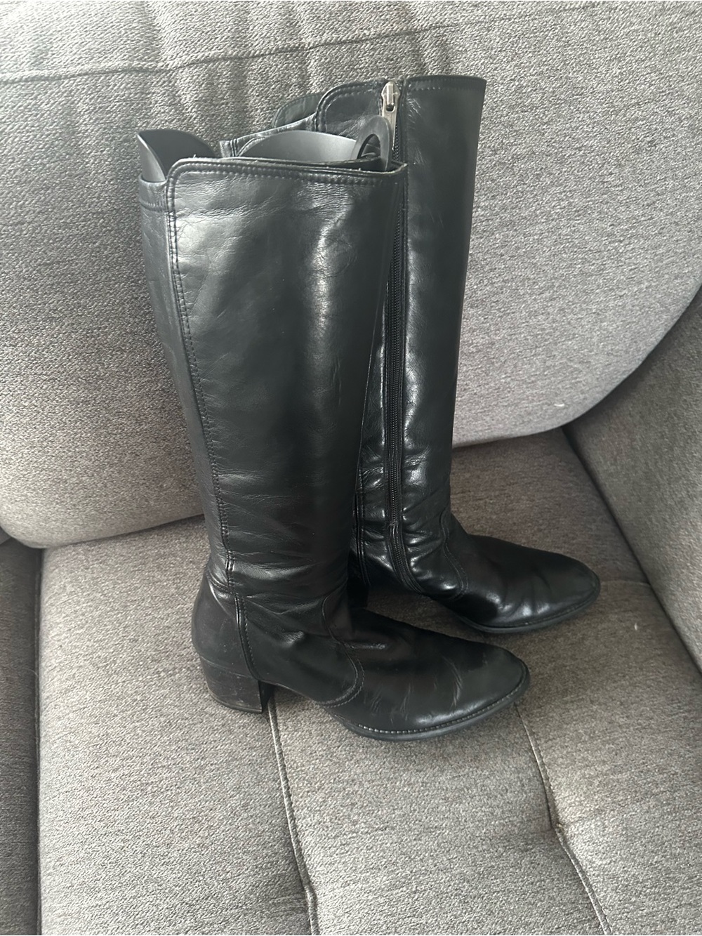 Paul Green Black Leather Tall Riding Boots